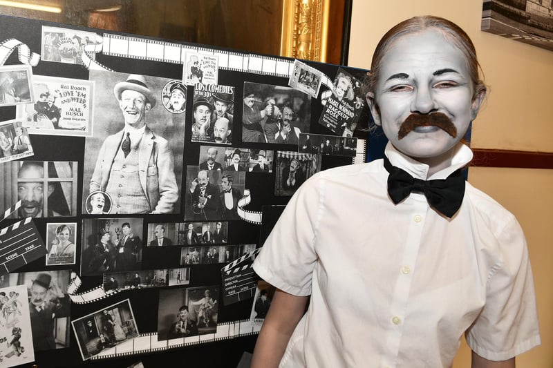 Larbert High School S2 pupil Leila McKay, 13, was transformed into James Finlayson for the event in the Dobbie Hall.