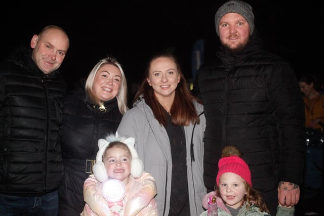 The Reids and the Duncans from Laurieston, including four-year-olds Poppy and Haillie.