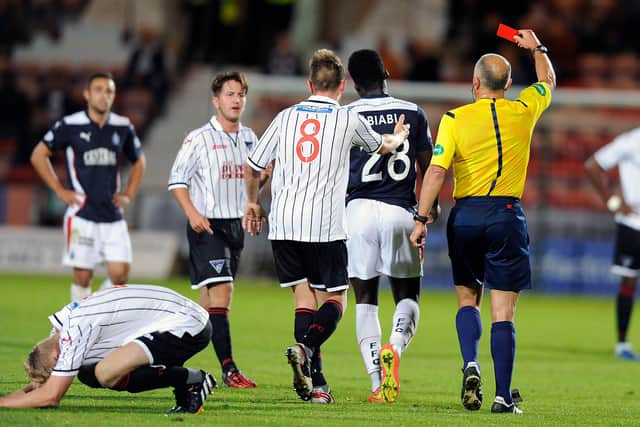 Biabi later reacted to Millen and was sent off for violent conduct. Picture: Michael Gillen