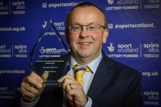 Stephen Sutton has been recognised as Volunteer of the Year at the 2023 sportscotland Coaching, Officiating and Volunteering (COV) Awards. Pic:Alan Peelbes