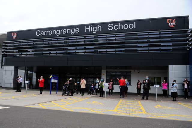 Carrongrange High School - funeral procession for staff member Maureen McMahon