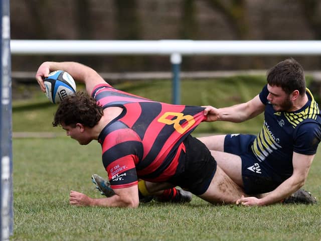 Grangemouth Stags in action against Dundee 2s at Glensburgh on Saturday afternoon (Photo: Michael Gillen)