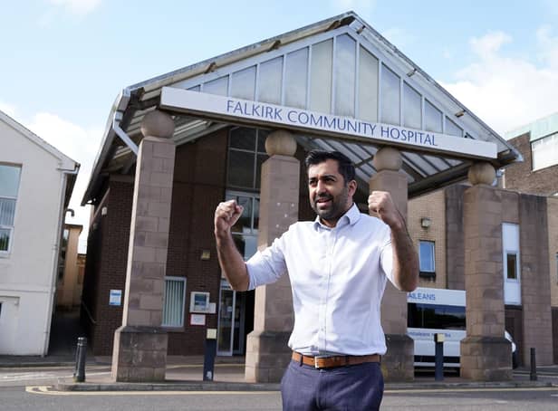 Health Secretary Humza Yousaf  on a visit to Falkirk Community Hospital to announce additional funding to develop the Hospital at Home scheme.  Pic: Andrew Milligan/PA Wire