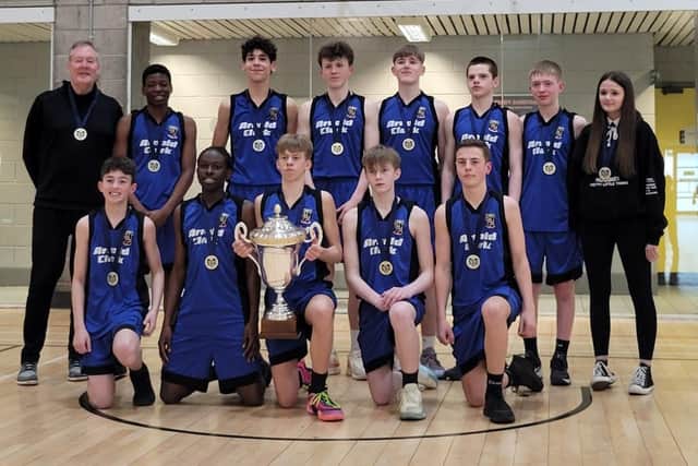 Graeme High's S3 boys with their trophy and Falkirk Fury coaching help (Photo: Submitted)