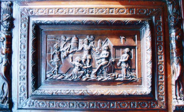 The carving depicting The Judgement of Solomon.  (pic: submitted)