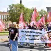 Refinery workers and supporters marched through Grangemouth in August in a bid to keep the refinery open. Pic: Michael Gillen