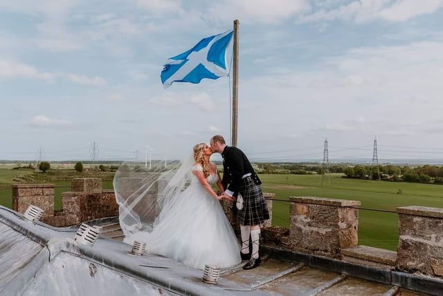 Plane Castle provided a wonderful backdrop for photographs of the couple. Cliff is a plasterer and Debbie was delighted when she received her first contract for her new role as a teacher making it a double celebration. Pic: Tracey Russell Photography