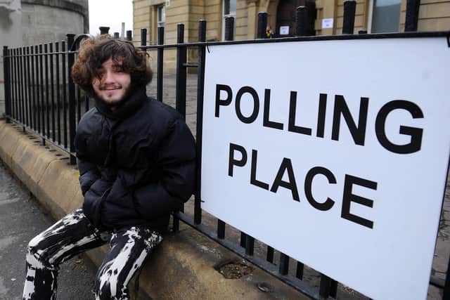 Forth Valley College sound production student Jack Finlay (17) cast his vote at Larbert's Dobbie Hall