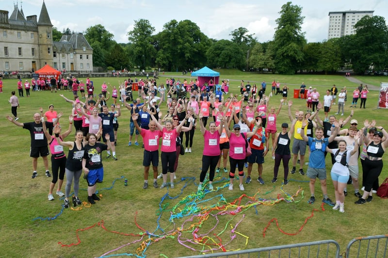 Those participating in the 10k route warming up before setting off.