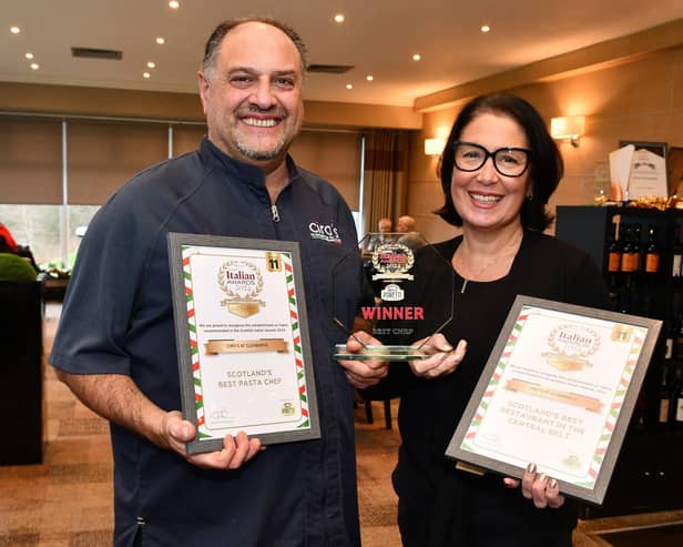 Ciro and Nikki Cirillo are celebrating the Larbert restaurant's success at the Italian Awards 2024.  (Pic: Michael Gillen)