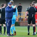 Falkirk manager John McGlynn applauds the travelling support after his side's 4-1 win over Alloa Athletic (Pictures by Michael Gillen)