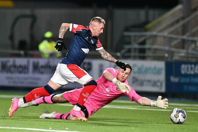 Callumn Morrison scoring his second against Dundee United (Photo: Michael Gillen)