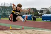 Falkirk Victoria Harriers ace Samuel Kane leaped his way to a gold medal at the 4J National Age Group Champs over the weekend in Aberdeen (Photo: Bobby Gavin/Scottish Athletic)
