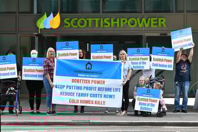 Members of Falkirk's Forgotten Villages - Ending Fuel Poverty campaign protest outside Scottish Power's HQ in Glasgow last year - there looks to be more protests on the way after a promised gas installation project failed to materialise