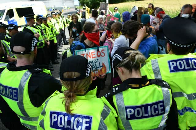 The day of resistance outside Ineos had been organised by Climate Camp Scotland. Pic: Michael Gillen