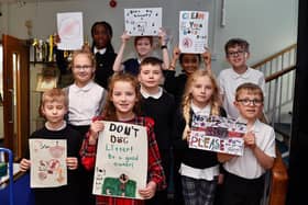 St Mary's pupils are unhappy about the level of dog fouling in their playground and have launched an awareness campaign. Pic: Michael Gillen