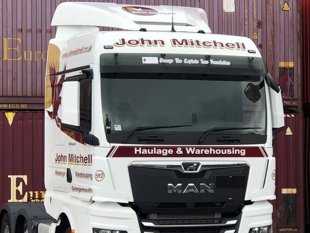 John Mitchell Haulage and Warehousing in Grangemouth has named its latest fleet addition after Captain Sir Tom Moore.