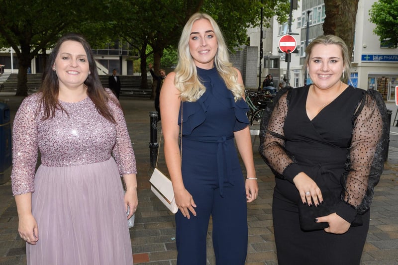 Pictured is: Tracy Nutbeam, Georgina Curd & Chloe Long from Portsmouth College. Picture: Keith Woodland (080721-8)