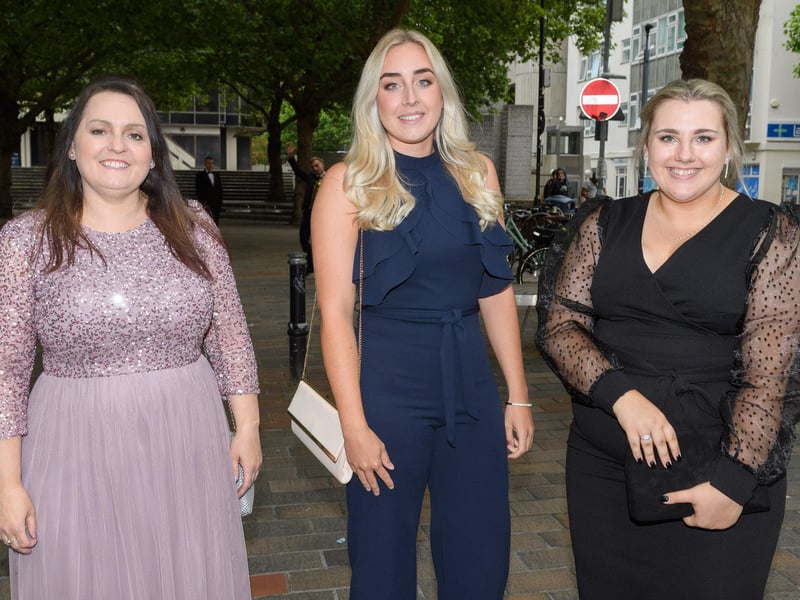 Pictured is: Tracy Nutbeam, Georgina Curd & Chloe Long from Portsmouth College. Picture: Keith Woodland (080721-8)