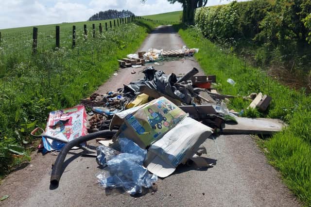 Fly tipping on a country road near Slamannan which was previously closed due to illegal dumping. Picture: Submitted.