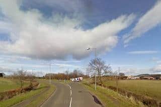 The B825 Standburn Road was closed at Bowhouse Roundabout following the incident