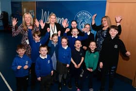 Pupils and staff at Antonine Primary School and Nursery celebrate a good report from inspectors.