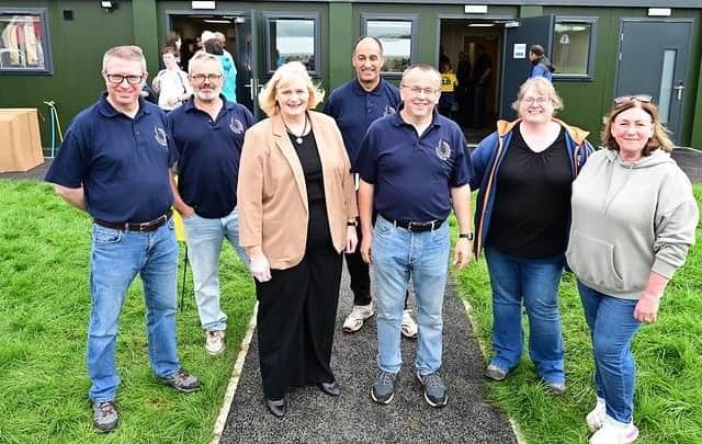 Bailliefields Community Hub. Cecil Meiklejohn (centre left) with Bailliefields Community Hub’s Trustees, and Community Hub Officer Donna Harris (far right). Picture: Falkirk Council.
