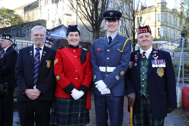 Attending the event were former councillor David Grant, Lord Lieutenant's cadets Alicia Bullock and Thomas Scott, and ex-serviceman Charlie MacVicar.
