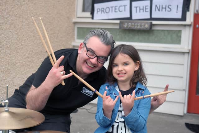 David Dowell and daughter Libbi keep the beat going for NHS staff and other keyworkers