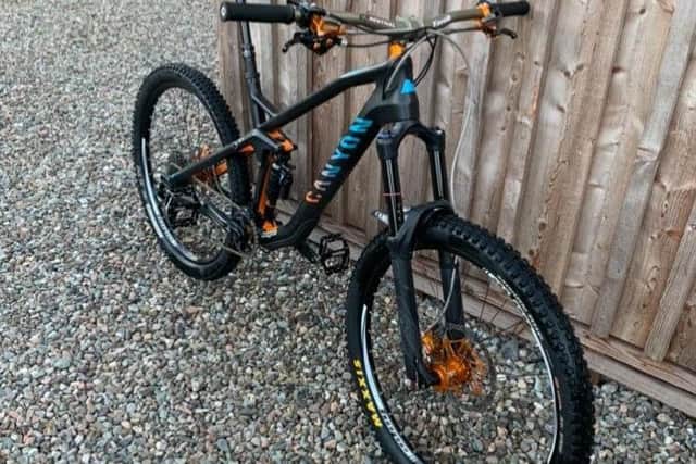 The Canyon Strive bike stolen in Hallglen.