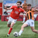 East Fife’s Brogan Walls goes up against Clyde’s Ray Grant during last Saturday’s 1-0 victory for the Bully Wee at New Douglas Park (Pictures by Kenny Mackay)
