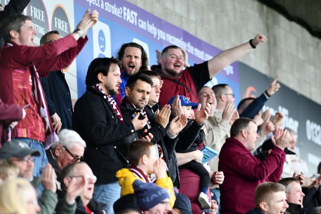 Stenhousemuir fans watch on from the Norway Stand