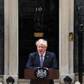 Prime Minister Boris Johnson addresses the nation as he announces his resignation as Conservative leader. Pic: Cart Court/Getty Images