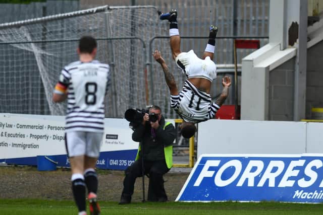Jai Quitongo celebrates scoring in the first half