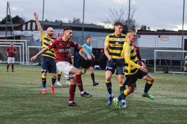 Thomas Orr scored early on to give Stenhousemuir the lead (Pics Scott Louden)