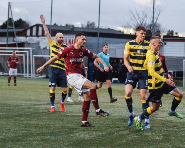 Thomas Orr scored early on to give Stenhousemuir the lead (Pics Scott Louden)