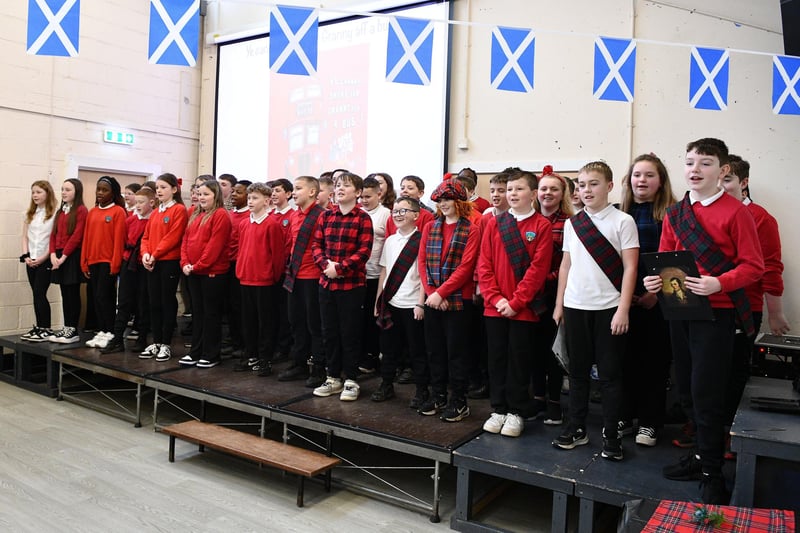 P7 pupils at Hallglen Primary hosted a Burns Supper last Thursday.