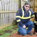 Blind Polmont man Joseph Moan performed a skydive that has raised more than £1000 for Muscular Dystrophy UK. Picture: Michael Gillen.