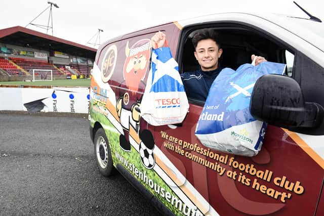 Dozens of volunteers have helped to deliver thousands of meals to the vulnerable across Stenhousemuir and Larbert as part of Stenhousemuir FC's community help hotline initiative. Picture: Michael Gillen.