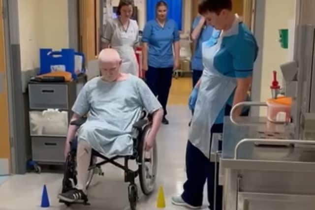 Andrew Scott recovering from his amputation. Pic: Contributed