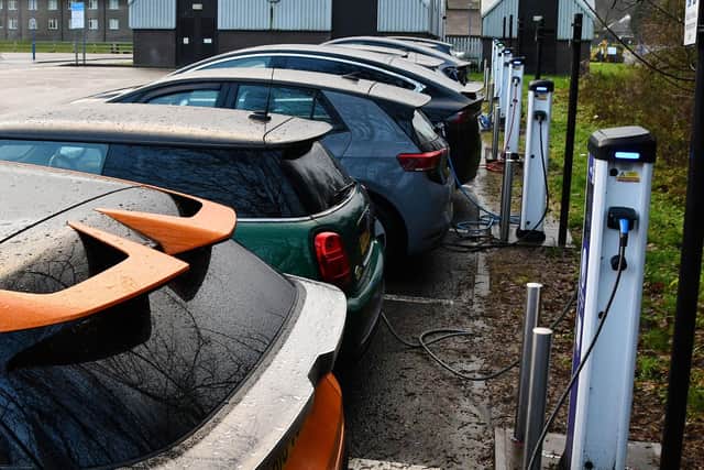 The 12 original charge points at Falkirk Community Hospital are well used by members of the public and users say access to the new points would help relieve pressure.  Picture: Michael Gillen.