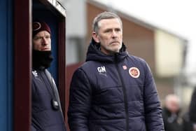 Stenhousemuir manager Gary Naysmith and assistant manager Brown Ferguson on the touchline (Photo: Alan Murray)