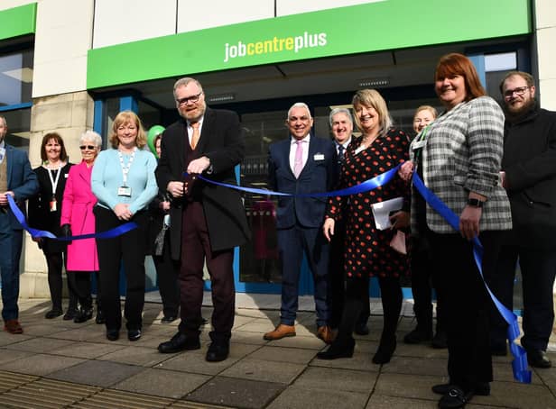 East Falkirk MP Martyn Day officially declares the new Falkirk town centre job centre open