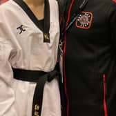 Teigan pictured with her Dad and personal trainer, Darren (Photo: Central Taekwondo Academy)