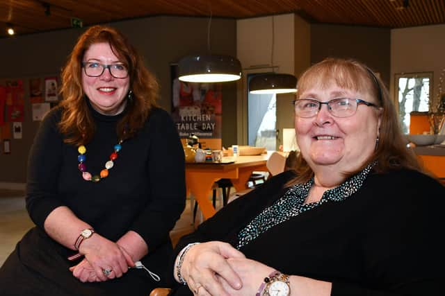 Yvonne McIntosh, Maggie's Forth Valley centre head with Margaret, 69, a centre user from Denny. Pic: Michael Gillen
