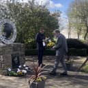 Martyn Day MP is pictured at the wreath laying ceremony