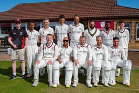 The league winning Stenhousemuir team pictured after Saturday's final day victory over East Kilbride (Photo: Scott Louden)