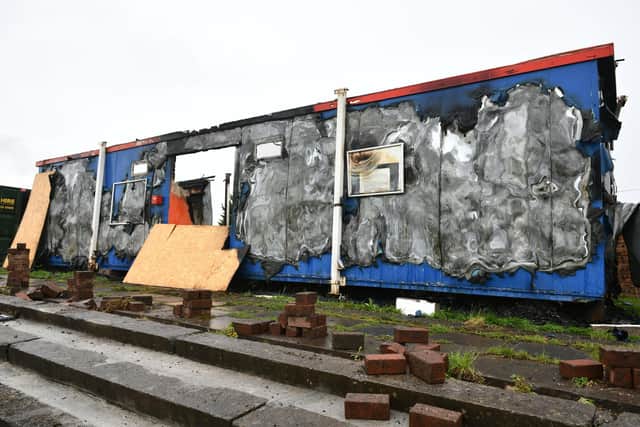 A fire destroyed the container at Camelon Juniors ground