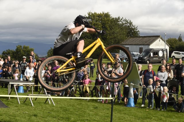 Clan Stunt Team thrilled the crowd with their cycle manoeuvres.