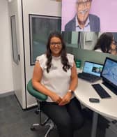 Claudia McCue, 22, is the company's youngest hearing director.  She works at the store on Falkirk High Street.